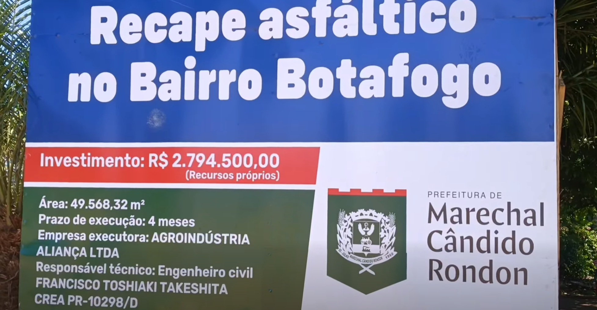 As obras de infraestrutura no Bairro Botafogo em Marechal Cândido Rondon, avançaram para Nova fase com o início da aplicação do recape asfáltico.